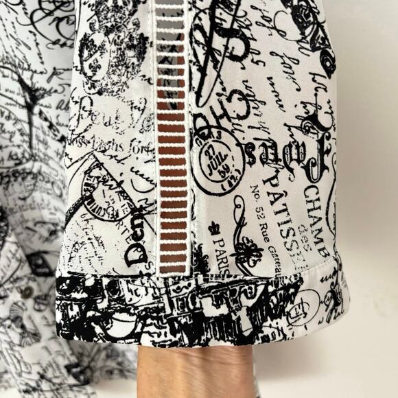 Joseph Ribkoff City Print Button Up Shirt Black & White Sz 8 Style 222173 - Picture 3 of 7